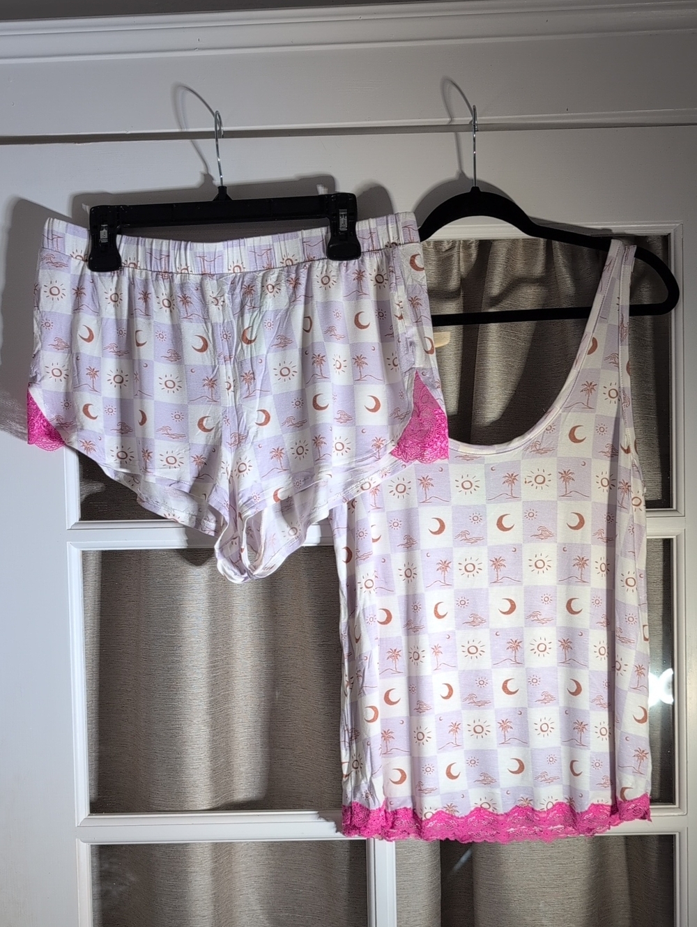 Honeydew Women’s Pink Moon & Sun Print Tank Top and Shorts Sleep Set